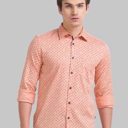 Parx Men Orange Slim Fit Printed Casual Shirt-image-81