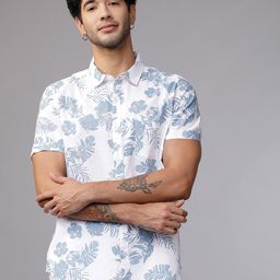 HIGHLANDER Men White & Blue Slim Fit Printed Casual Shirt-image-42