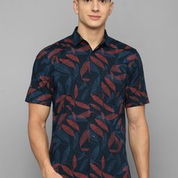 Allen Solly Men Navy Blue Slim Fit Floral Printed Casual Shirt-image-61