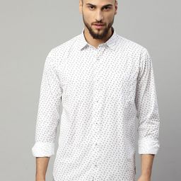 Rodamo Men White Slim Fit Printed Cotton Casual Shirt-image-39