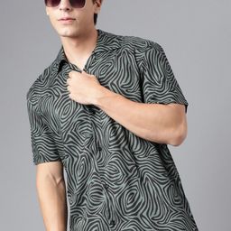 Hancock Relaxed Fit Abstract Printed Cuban Collar Casual Shirt-image-46