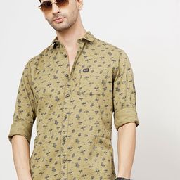 The Indian Garage Co Men Olive Green Cotton Printed Casual Shirt-image-71
