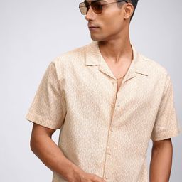 HIGHLANDER Men Relaxed Fit Cuban Collar Floral Printed Cotton Casual Shirt-picture-36