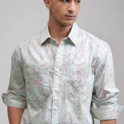 HIGHLANDER Men Spread Collar Ethnic Motifs Printed Cotton Oversized Casual Shirt-image-85