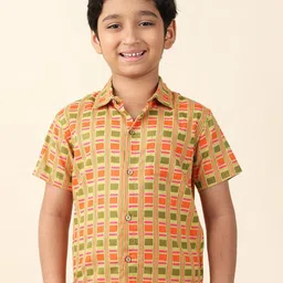 Fabindia Boys Geometric Printed Cotton Casual Shirt-image-77
