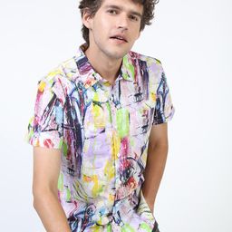 KETCH Men Lavender Slim Fit Abstract Printed Casual Shirt-image-93