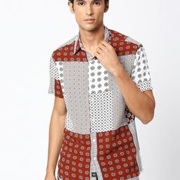 VALEN CLUB Slim Fit Ethnic Motifs Printed Casual Shirt-image-96