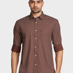 ColorPlus Men Maroon Tailored Fit Printed Casual Cotton Shirt-image-62