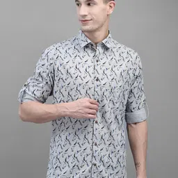 Canary London Smart Slim Fit Opaque Abstract Printed Casual Cotton Linen Shirt-picture-10