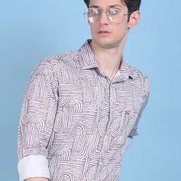 Crimsoune Club Classic Slim Fit Abstract Printed Casual Shirt-image-83