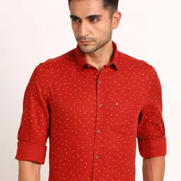 Turtle Classic Slim Fit Micro Ditsy Printed Cotton Formal Shirt-image-67