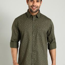 Indian Terrain Spread Collar Long Sleeves Classic Slim Fit Geometric Printed Casual Shirt-picture-35