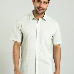 Indian Terrain Micro Ditsy Printed Classic Slim Fit Opaque Casual Shirt-image-13