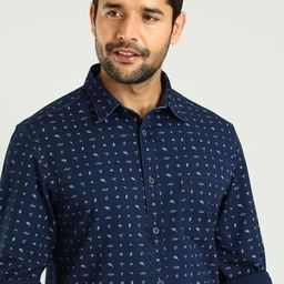 Indian Terrain Slim Fit Printed Spread Collar Long Sleeves Cotton Casual Shirt-picture-3