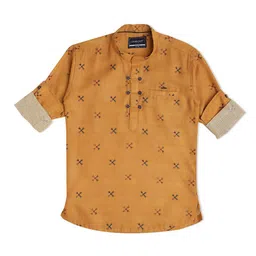 CAVIO Boys Floral Printed Mandarin Collar Cotton Casual Shirt-image-50