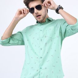 KETCH Men Green Slim Fit Printed Casual Shirt-image-25