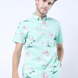 KETCH Men Green Slim Fit Printed Casual Shirt-image-74
