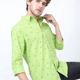 KETCH Men Lime Green Slim Fit Printed Casual Shirt-image-97