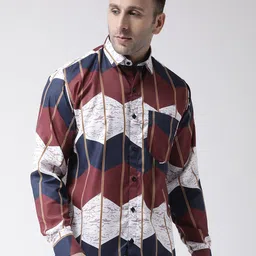 Hangup Men Slim Fit Geometric Printed Casual Shirt-image-8