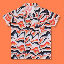 Superminis Boys Standard Abstract Printed Cuban Collar Shirt-image-67