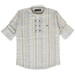 CAVIO Boys Geometric Printed Mandarin Collar Pure Cotton Casual Shirt-image-45