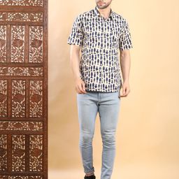 Streaks & Crosses Smart Conversational Printed Spread Collar Cotton Casual Shirt-image-61