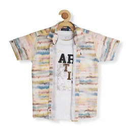 CAVIO Boys Comfort Fit Abstract Printed Casual Shirt With Printed T-shirt-image-72