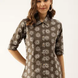 Divena Comfort Opaque Floral Printed Cotton Casual Shirt-image-18