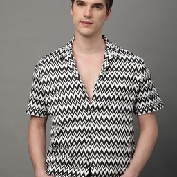 Voroxy Smart Geometric Self Design Casual Shirt-image-85