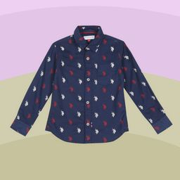U.S. Polo Assn. Kids Boys Blue Opaque Printed Casual Shirt-picture-45