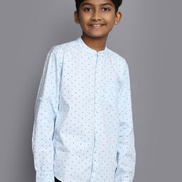 V-Mart Boys Micro Ditsy Printed Mandarin Collar Cotton Casual Shirt-image-104