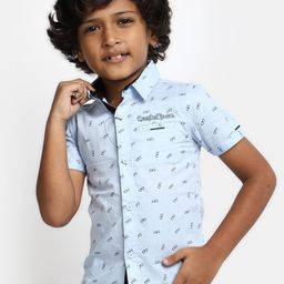 V-Mart Boys Conversational Printed Cotton Casual Shirt-image-97