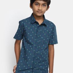 V-Mart Boys Micro Ditsy Printed Spread Collar Cotton Casual Shirt-image-58