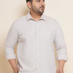 John Pride Plus Size Spread Collar Opaque Casual Shirt-image-89