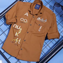 SKY HEIGHTS Boys Typography Printed Pure Cotton Casual Shirt-40