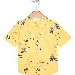 Budding Bees Boys Floral Printed Spread Collar Welt Chest Pocket Cotton Casual Shirt-image-64