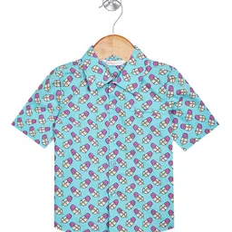 Budding Bees Boys Conversational Spread Collar Welt Chest Pocket Cotton Casual Shirt-image-74
