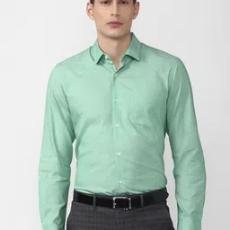 Peter England Men Green Spread Collar Slim Fit Formal Shirt-image-29