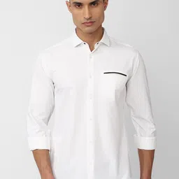 V Dot Spread Collar Slim Fit Formal Shirt-image-1