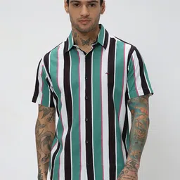 Mufti Trim Slim Fit Vertical Striped Casual Shirt-image-88