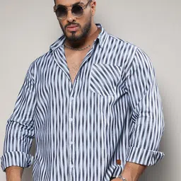 Instafab Plus Classic Striped Cotton Casual Shirt-image-25