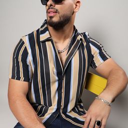 Instafab Plus Classic Vertical Striped Cotton Casual Shirt-image-61