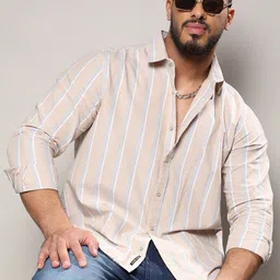 Instafab Plus Classic Vertical Striped Cotton Casual Shirt-picture-28