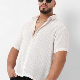 Instafab Plus Classic Vertical Striped Cotton Casual Shirt-image-95