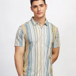 BULLMER  Straight Fit Multi Stripes Striped Spread Collar Short Sleeves Casual Shirt-image-20