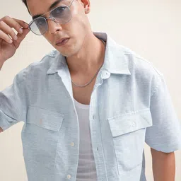 LOCOMOTIVE Premium Men Dobby Textured Oversized Casual Shirt-image-89