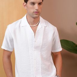 LOCOMOTIVE Premium Crushed Textured Solid Cuban Collar Relaxed Shirt-image-15