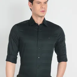 Arrow Horizontal Striped Pure Cotton Formal Shirt-image-71