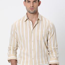 Mufti Slim Fit Vertical Striped Cotton Casual Shirt-picture-13