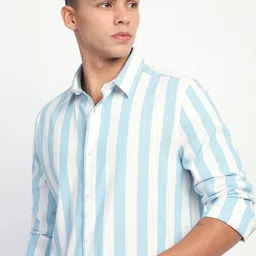 THE BEAR HOUSE Men Slim Fit Striped Casual Shirt-image-55
